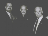 Ձախէն աջ`Յակոբ Ճանպազեան, Տէր Արմէն Ս. Քհ. Իշխանեան եւ Գրիգոր Հոթոյեան